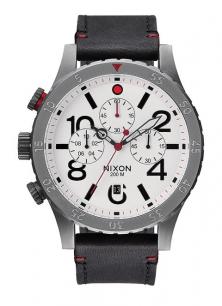 Ceas Nixon 48-20 Chrono Leather Gunmetal/White A363 486