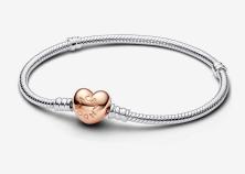 Brăţară Pandora Moments Heart & Snake Chain 14k rose gold plating 580719-17
