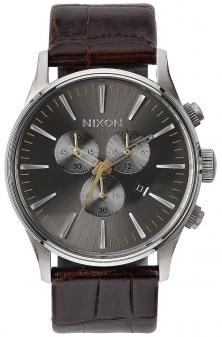 Ceas Nixon Sentry Chrono Leather Brown Gator A405 1887