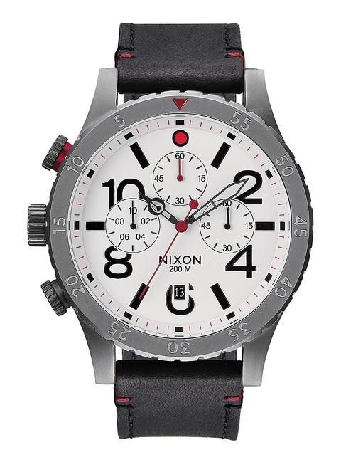 Ceas Nixon 48-20 Chrono Leather Gunmetal/White A363 486
