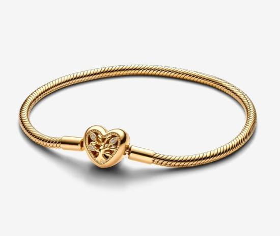 Brăţară Family Tree Heart Clasp Snake Chain 14k gold plating 563516C01-17