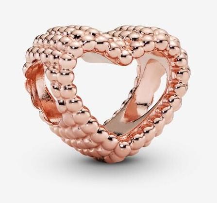 Şirag de mărgele Pandora Beaded Open Heart Charm 14k rose gold plating 787516