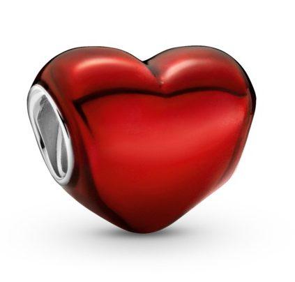 Şirag de mărgele Pandora Metallic Red Heart 799291C02