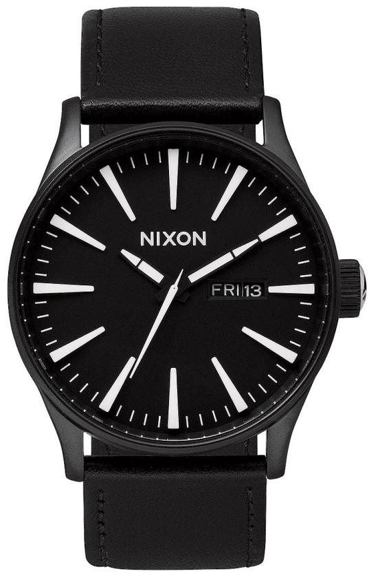 Ceas Nixon Sentry Leather Black White A105 005